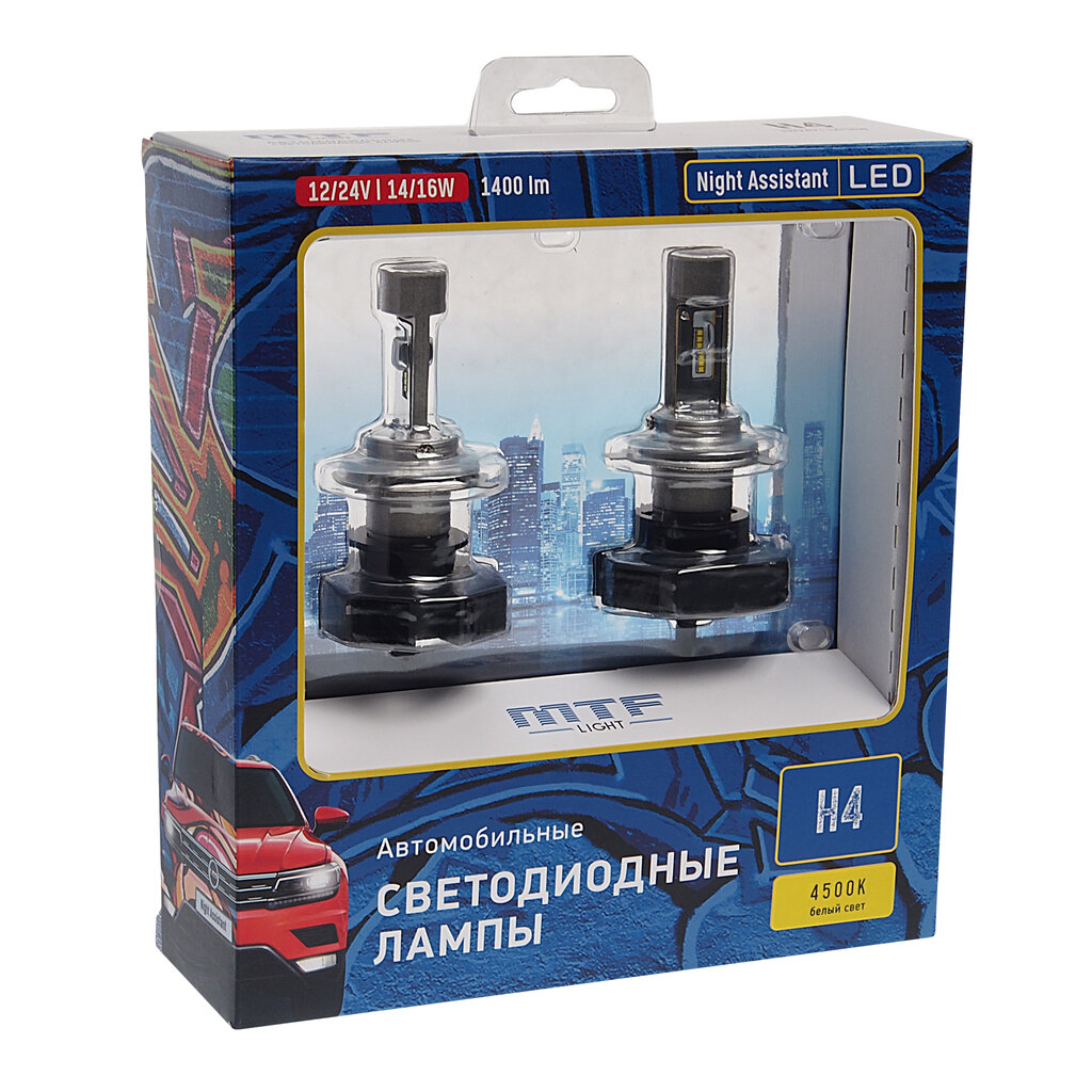 Лампа светодиодная 12V H4 P43t бокс (2шт.) MTF