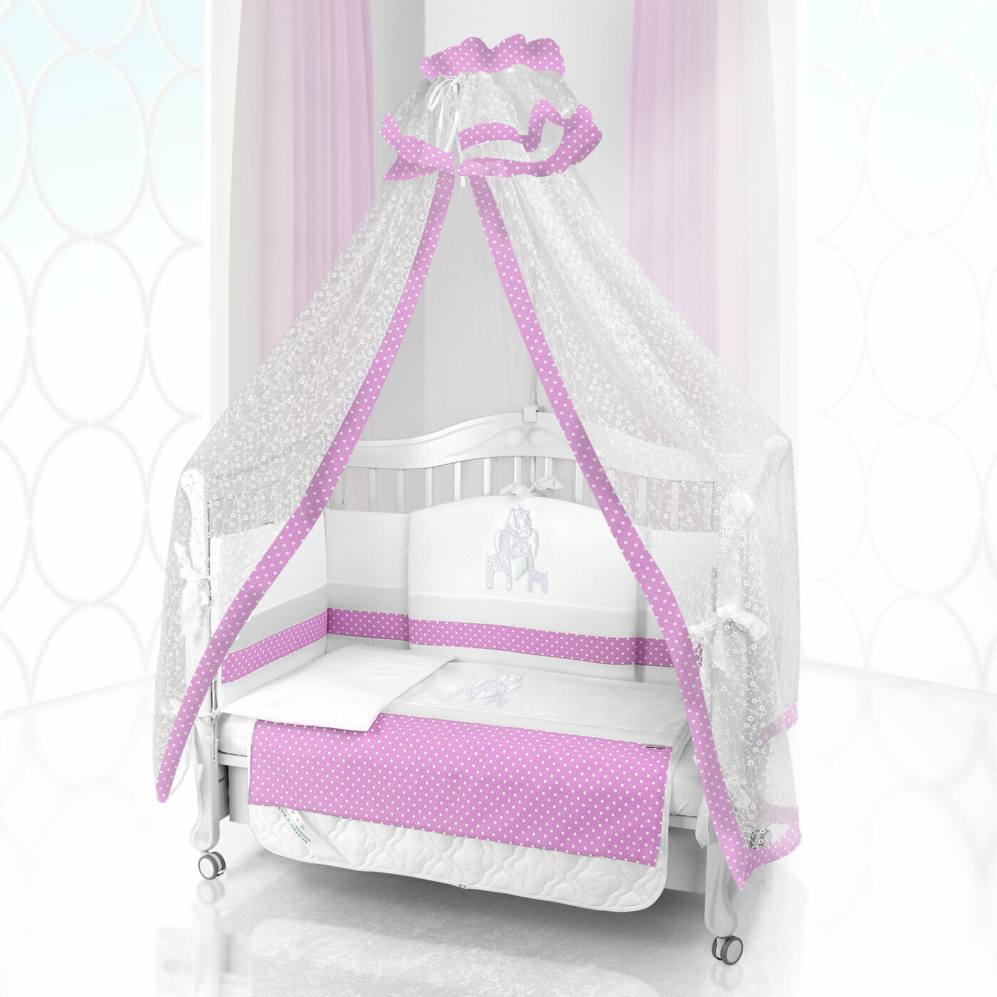 Комплект постельного белья Beatrice Bambini Unico Punto Di Giraffa (125х65) - bianco& rosa