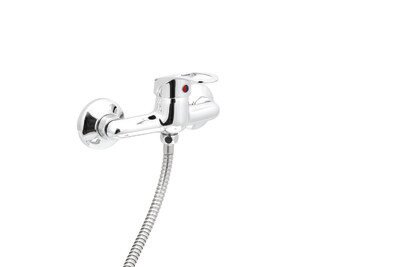 фото Смеситель Душ SANTREK AQUA-725 "STANDART" шар. d-35 SB03/SB19 (гориз руч, ниж подкл душ шланга)