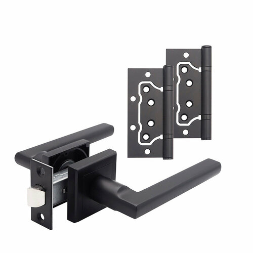 Комплект фурнитуры для двери Corsa Deco Primrose с защелкой и петлями квадратная розетка черный 990309 2967₽