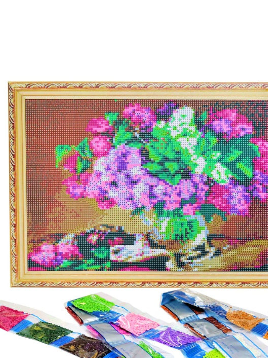 Алмазная мозаика ( 30 см х 40 см) "Букет сирени — фото 1