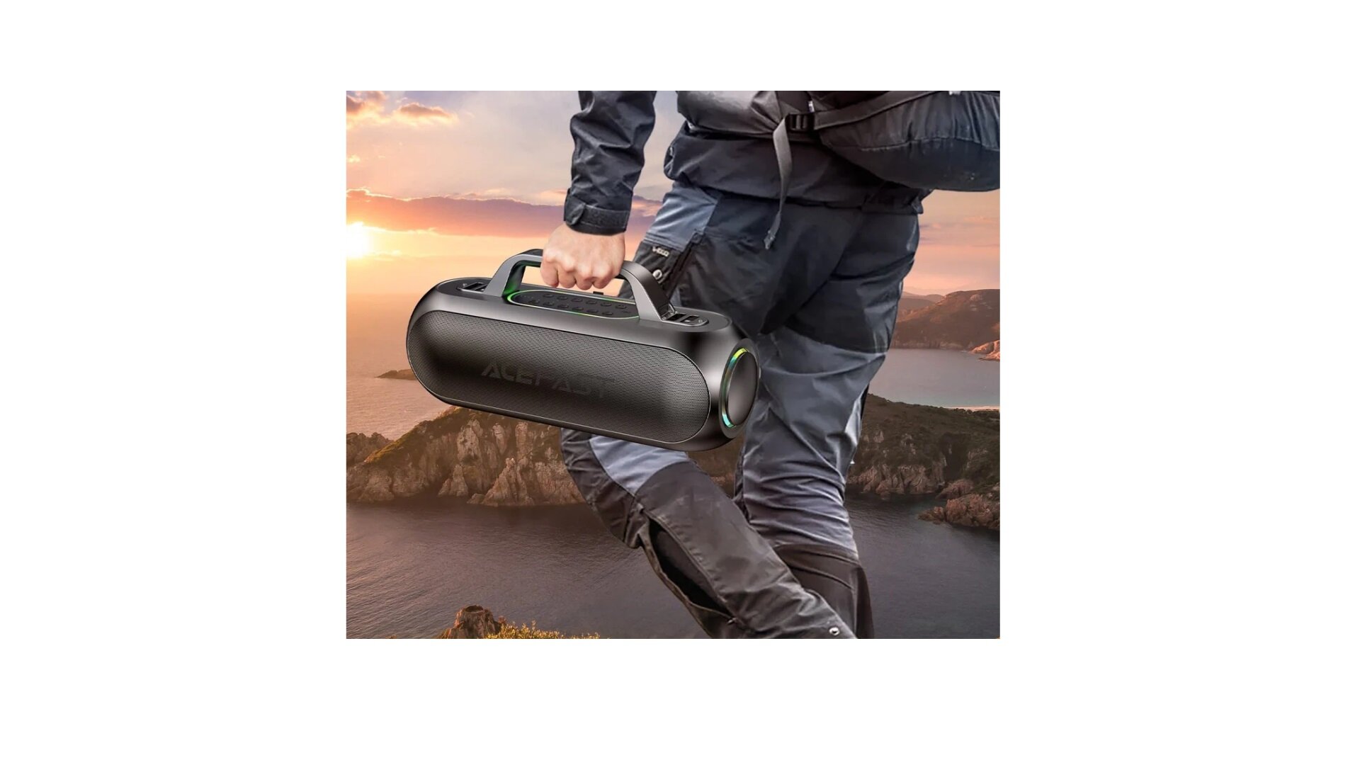 Караоке станция ACEFAST Portable Karaoke Speaker 200W, 18000 mAh + 2 беспроводных микрофона, Черный — фото 9