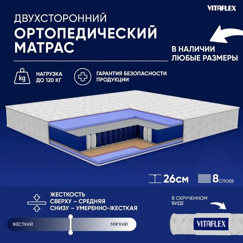 фото Матрас vitaflex medicine rsk 180х190, ортопедический, пружинный, разная жесткость, высокий, с кокосом, ппу, в скрутке