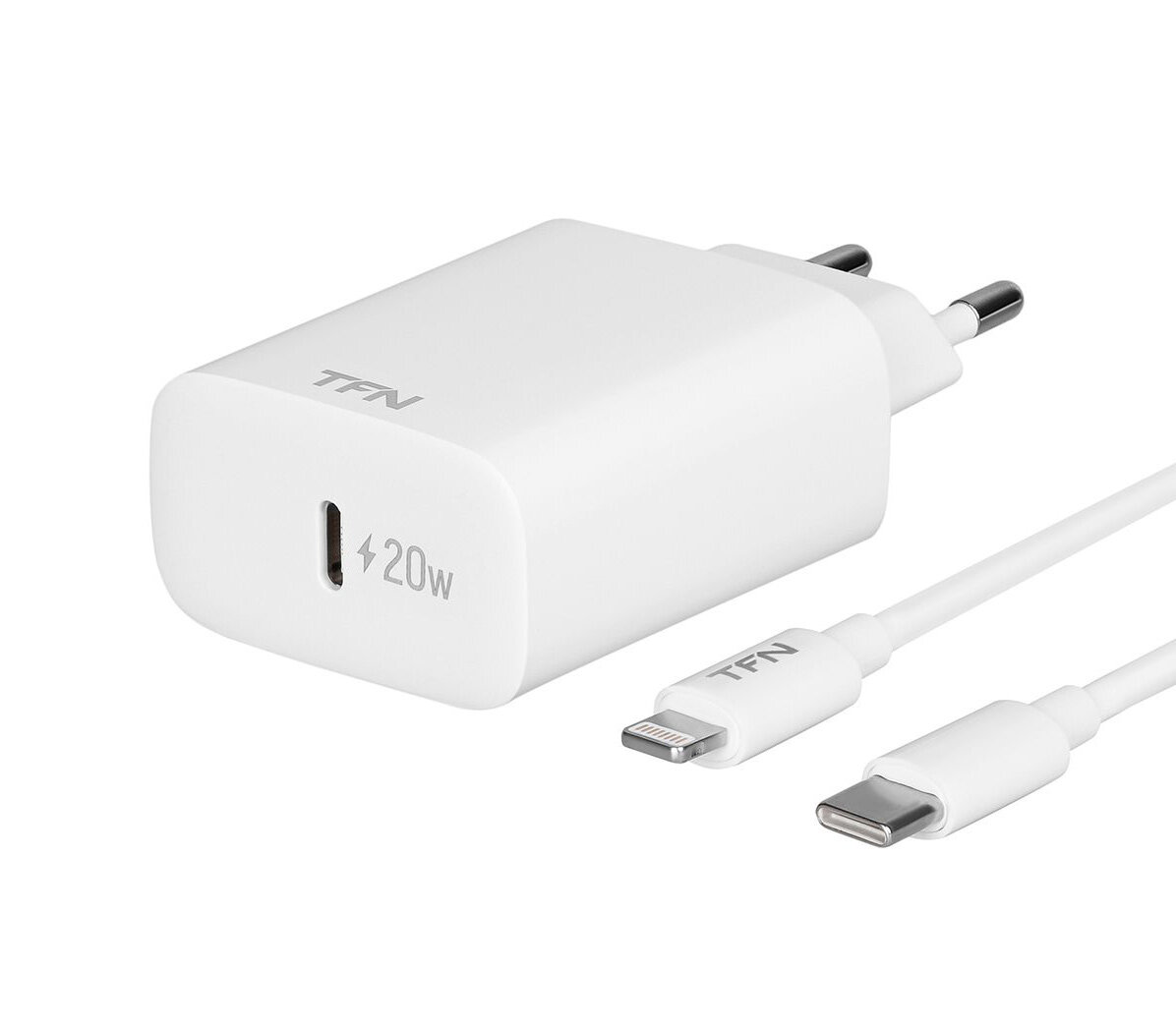 Сетевое зарядное устройство TFN WC13, USB Type-C, 20Вт, с кабелем Lightning, белый