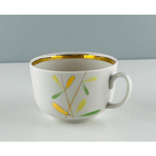 Винтажная чайная чашка Росток Фарфор Дружковский ФЗ Минимализм СССР 1970-е 1500₽