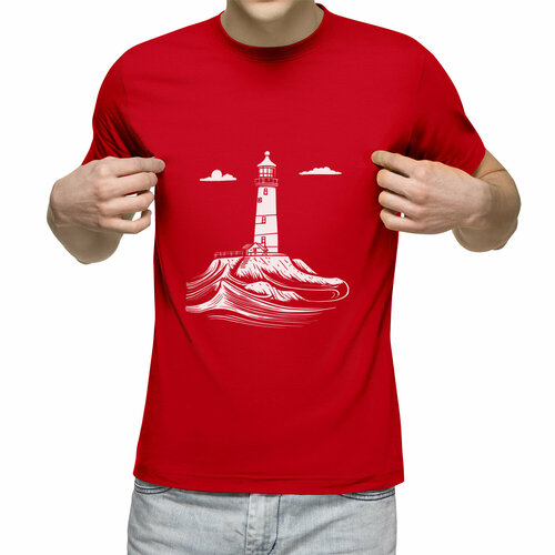 Футболка Us Basic, размер 2XL, красный мужская футболка маяк в море l серый меланж
