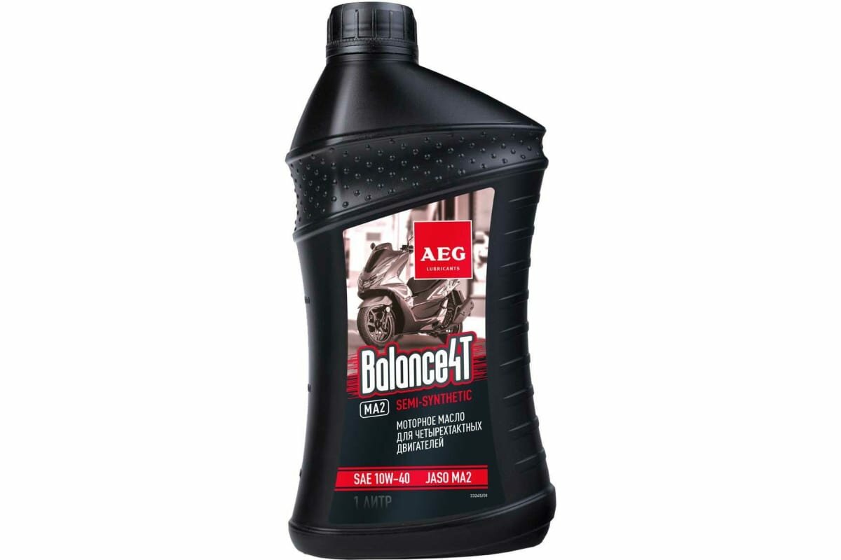 Масло полусентетическое моторное Balance 4T SAE 10W40 JASO MA2 API 1л для мотоциклов AEG Lubricants