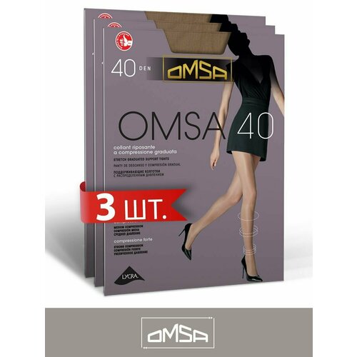 фото Колготки omsa omsa 40 new, 40 den, 3 шт., размер 4, caramello