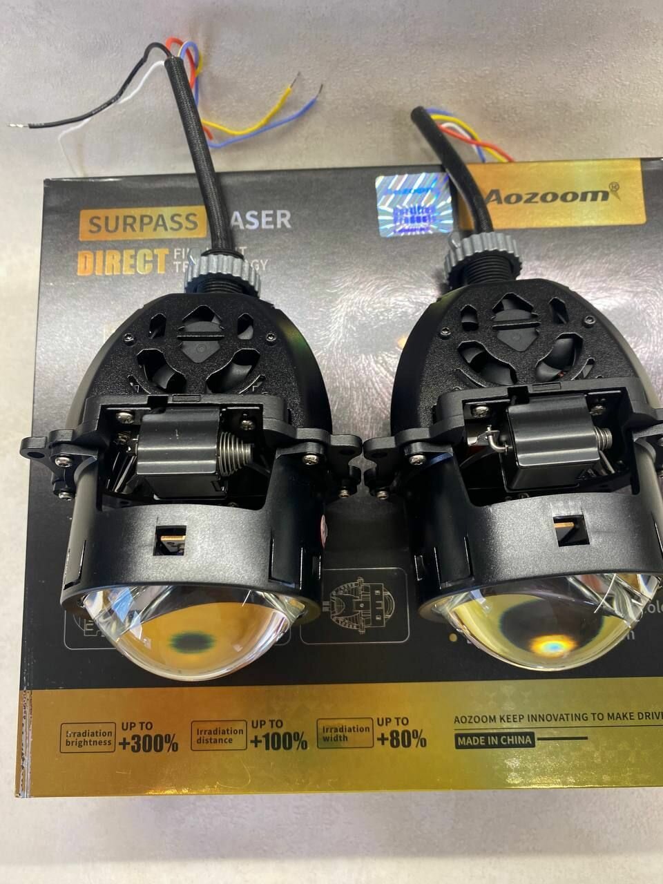 Светодиодные модули дальнего/ближнего света Aozoom Black King Kong 12V BI LED 3" (2 линзы, комплект) — фото 7