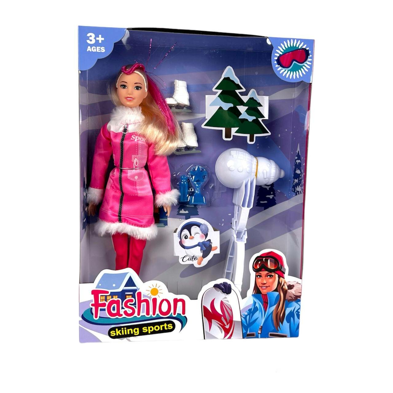 Кукла"Фигуристка Барби" + снежколеп/ игрушка для девочек/