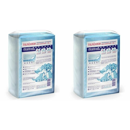 Petmil Пеленка впитывающая одноразовая, 60 х 90 см, 10 шт, 2 уп