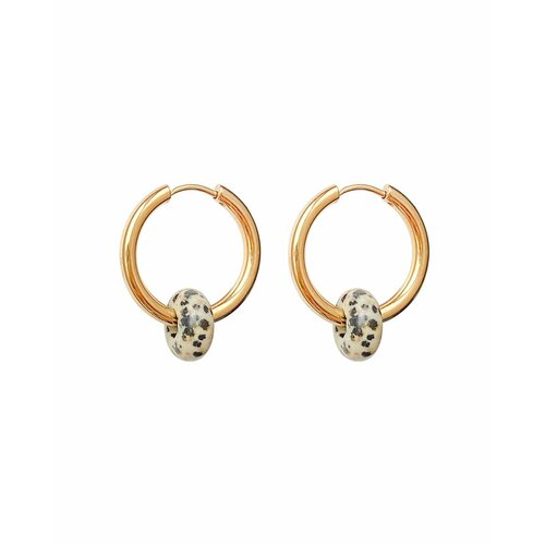 Серьги конго Strekoza Collection яшма размер 20 мм белый 1810₽