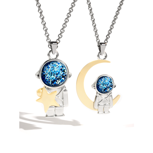 фото Колье caroline jewelry, кристалл, эмаль, длина 60 см., серебряный, синий