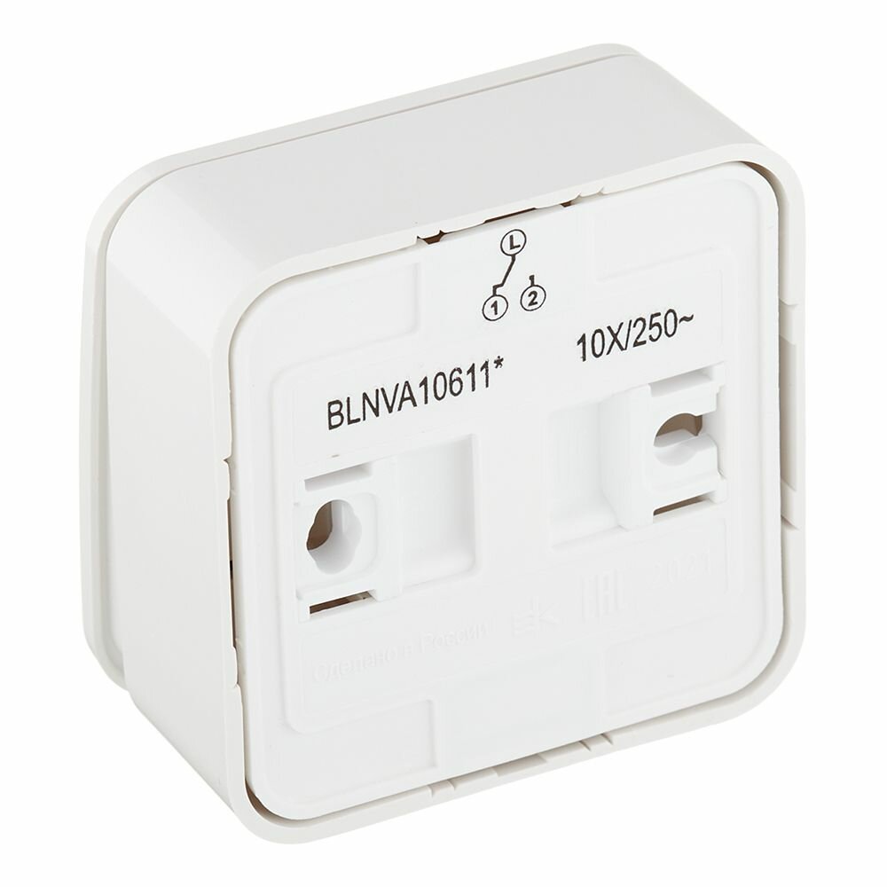Переключатель Blanca 10А 250B проходной одноклавишный IP20 Schneider Electric/Systeme Electric с подсветкой открытый монтаж изолированная пластина белый Шнайдер - фото №3