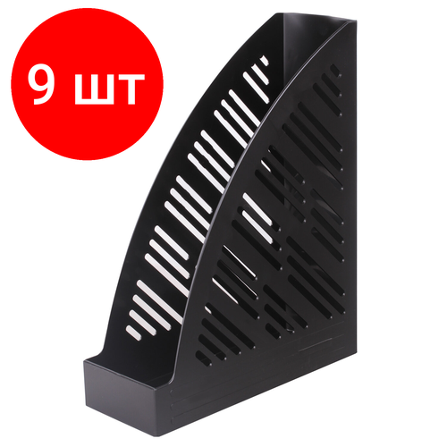 Комплект 9 шт, Лоток вертикальный для бумаг BRAUBERG Standard+, 250х90х300 мм, черный, 237224