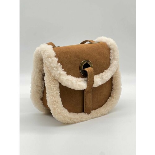 фото Сумка кросс-боди , фактура зернистая, бежевый без бренда