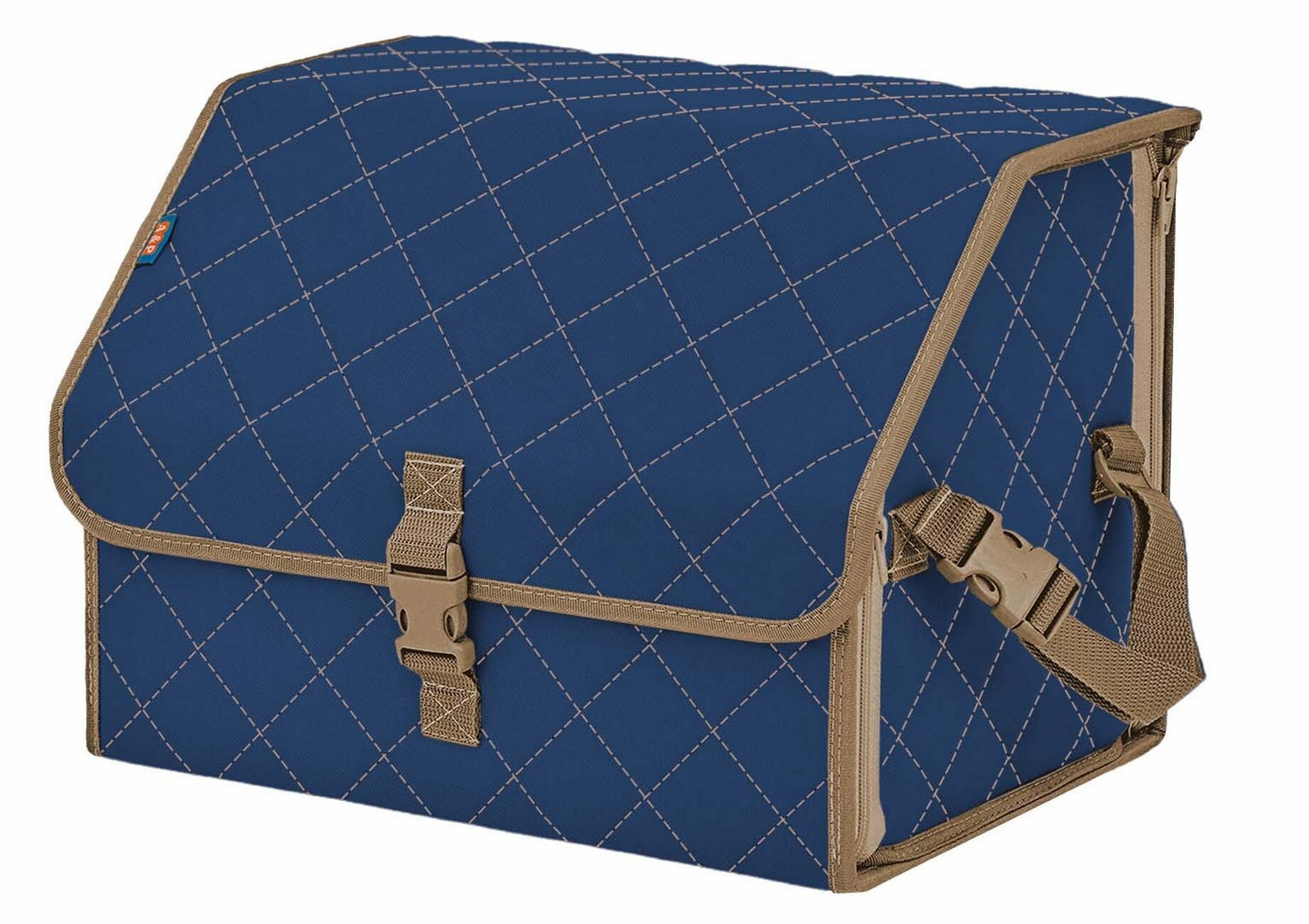 Органайзер-саквояж в багажник "Союз" (размер M). Цвет: синий с бежевой прострочкой Ромб.