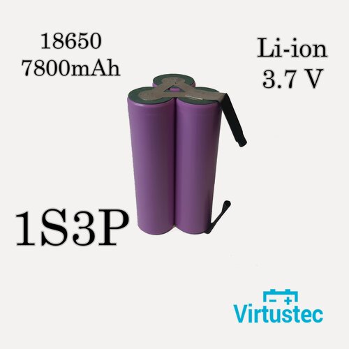 Изображение товара Аккумуляторная сборка 1s3p, 18650 3,7 Вольт, 1шт.
