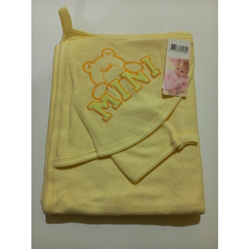 Махровая пеленка с рукавичкой для купания малышаMini (5-114) р-р: 100*90 желтая А