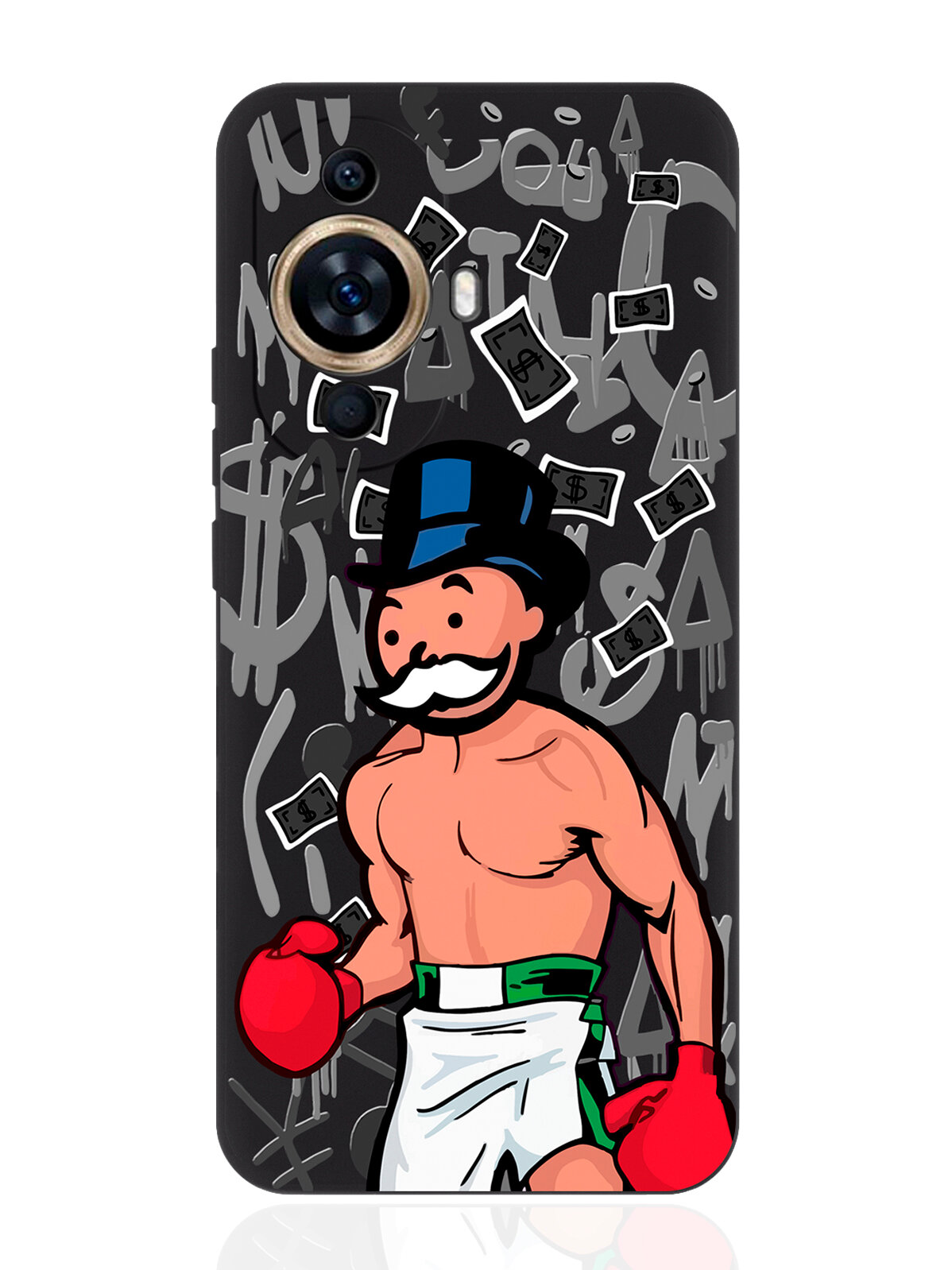 Чехол для смартфона Huawei Nova 11 черный силиконовый Monopoly Boxing/ Монополия Боксер