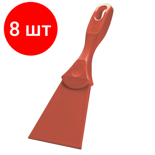 Комплект 8 штук, Скребок HACCPER полипропиленовый, 100 мм, красный (РФ)