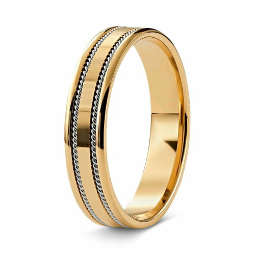 Кольцо обручальное Veragold comfort fit, комбинированное золото, 585 проба, размер 20.5, золотой