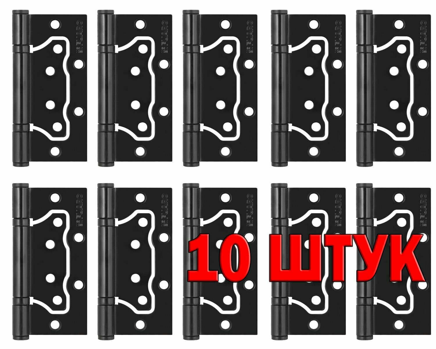 Петля универсальная без врезки Fuaro (Фуаро) IN4500W-BL BL (500-2BB/BL 100x2,5), черный матовый, блистер (комплект 10 штук)