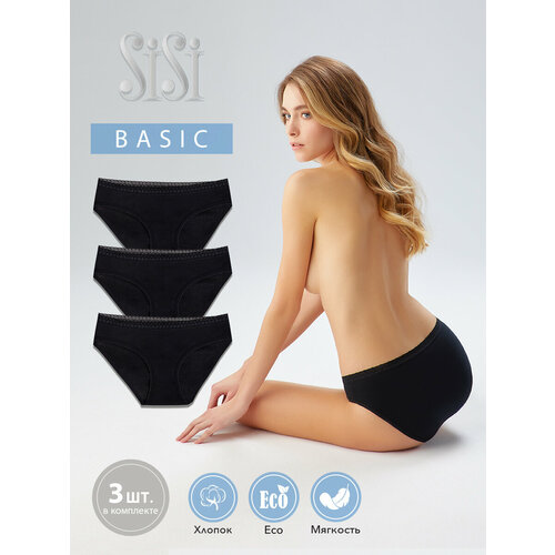 фото Трусы sisi, 3 шт., размер 50 (xl), черный
