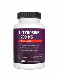 Фото Тирозин 1200 мг. Витамины для щитовидной железы. Аминокислоты, от стресса, для мозга. для женщин, для мужчин. л тирозин, для похудения, l tyrosine. 60 капсул