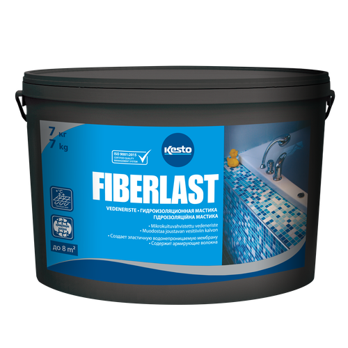 Гидроизоляционная мастика Kesto Fiberlast, 7 кг гидроизоляция акриловая kesto fiberlast 15 кг