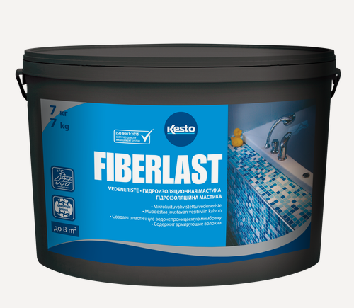 Изображение товара Гидроизоляционная мастика на акриловой основе, Kesto Fiberlast, фиолетовая, 7 кг