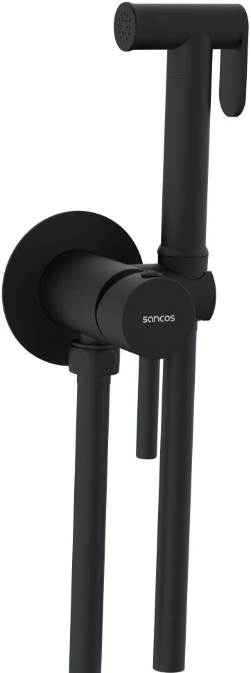 Гигиенический душ Sancos Start со смесителем, черный матовый - фото №1