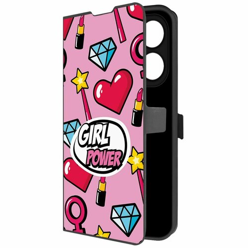 Чехол-книжка Krutoff Eco Book для TECNO Spark 20 Pro Girl Power (черный)