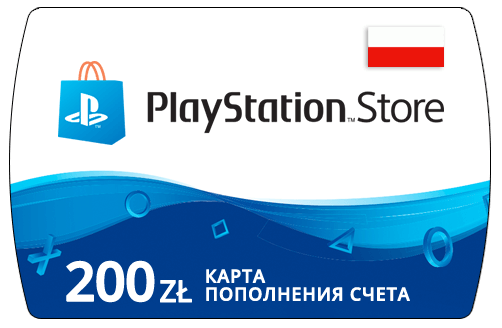 Пополнение счета PlayStation Store на 200 PLN (zl) / Код активации Злотые / Подарочная карта Плейстейшен Стор / Gift Card (Польша)