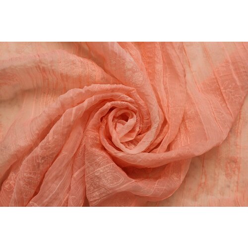Ткань Шифон-креш с флоком розово-персиковый, ш130см, 0,5 м