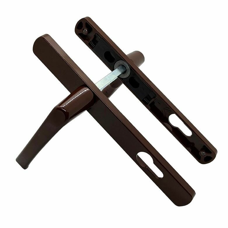 Комплект ручек для узкопрофильных замков FURAL НГ-85.40.25.02 для алюминиевой двери, для двери ПВХ / коричневые