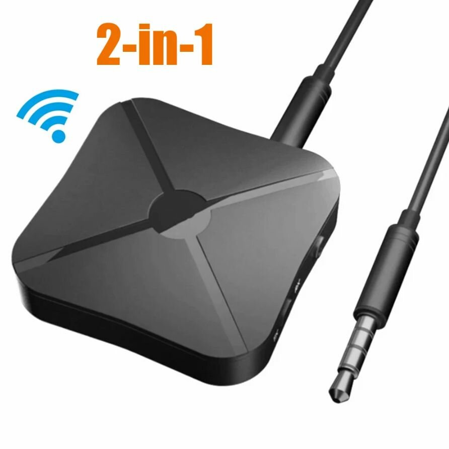 Bluetooth 2в1, AudioTransmitter, ресивер с разъемом 3.5 мм, черный