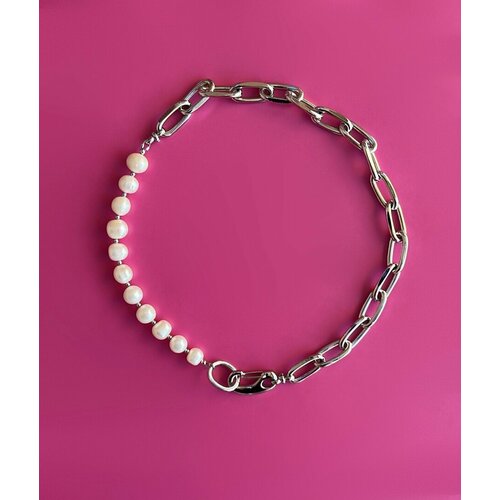 Колье BUSA, длина 40 см, белый, серебряный