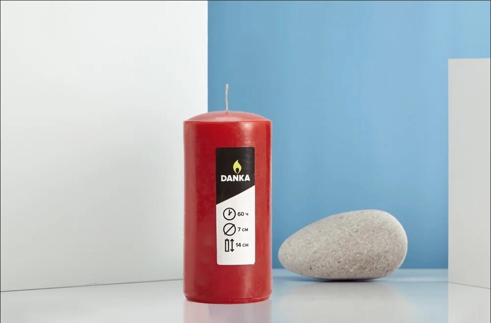 фото Свеча пеньковая данка, красная 70*140 мм