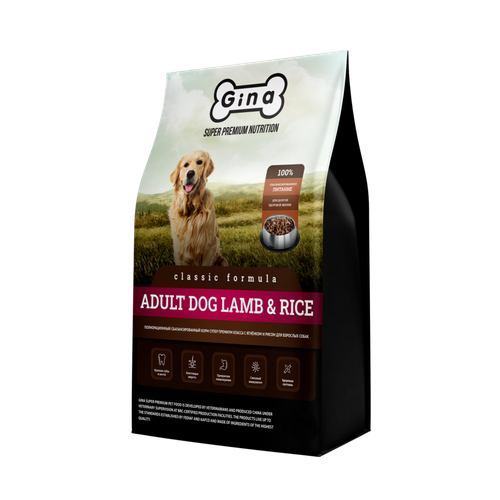 Gina Classic полнорационный сбалансированный корм для взрослых собак с ягненком и рисом