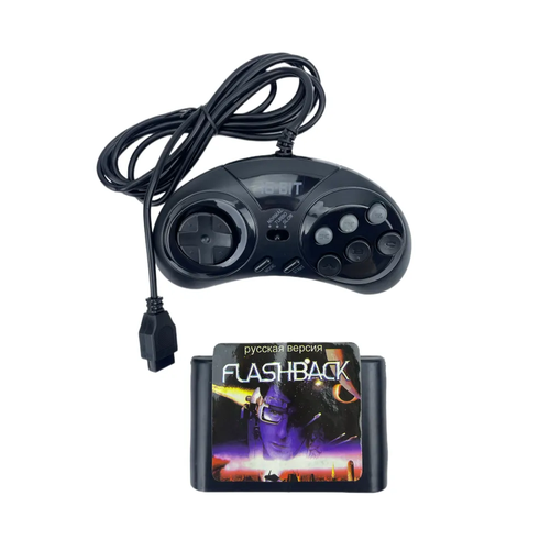 Геймпад Turbo для Sega с картриджем Flashbach джойстик для приставки Сега узкий разъем черный 55000₽