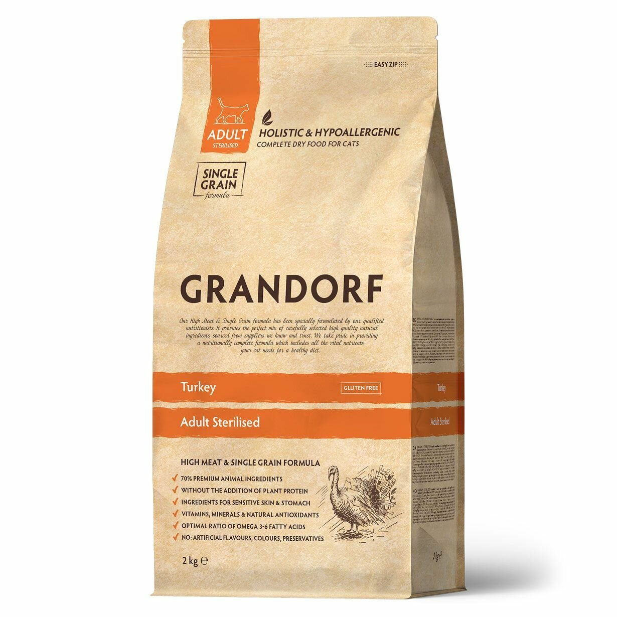 Корм сухой Grandorf индейка для стерилизованных кошек, 2 кг