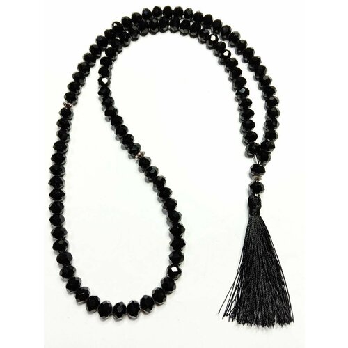 Мусульманские четки из черного хруталя 99 бусин, диаметр 7мм.