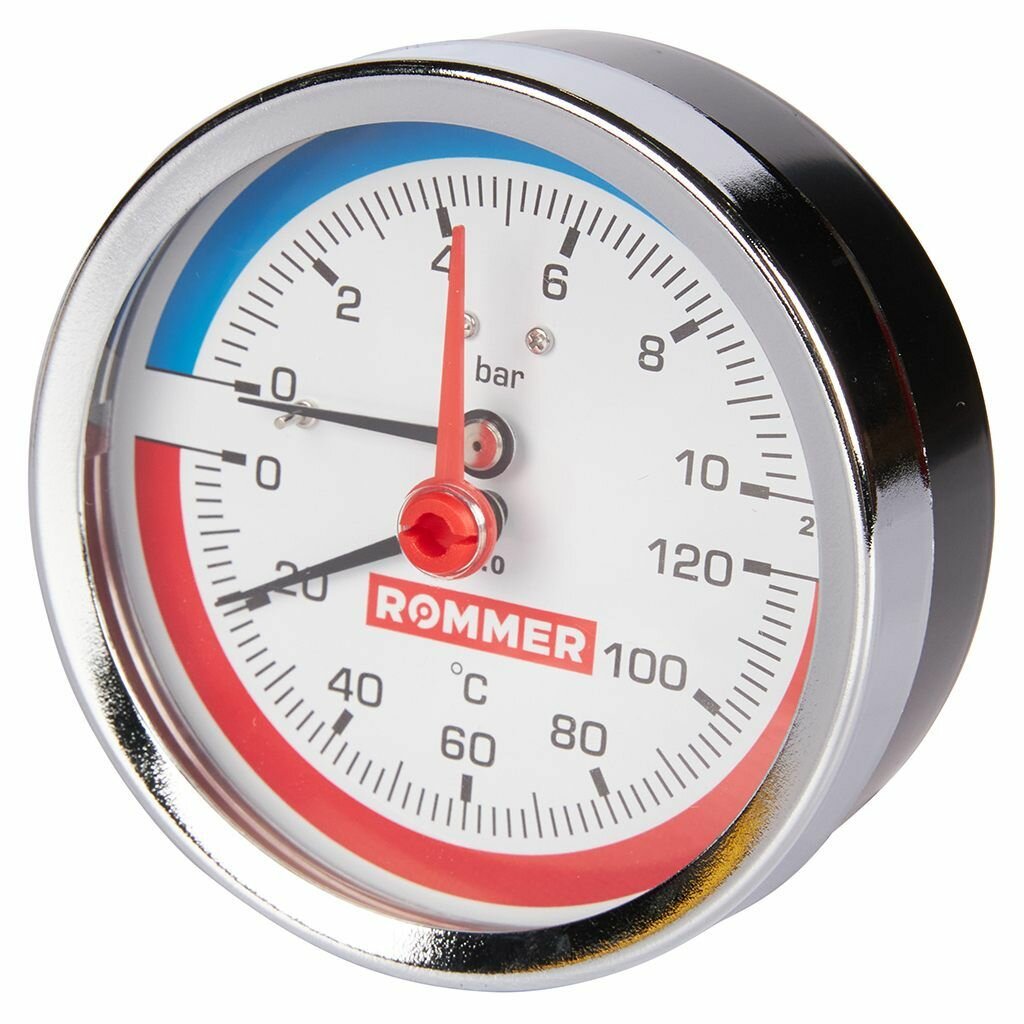 Термоманометр аксиальный ROMMER Dn80 1/2 0-120 0-10бар (RIM-0005-801015)