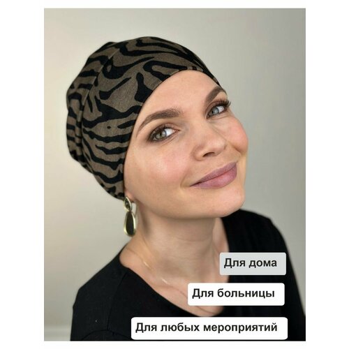 фото Шапка katerina lev для женщин, размер 52-60, коричневый/черный