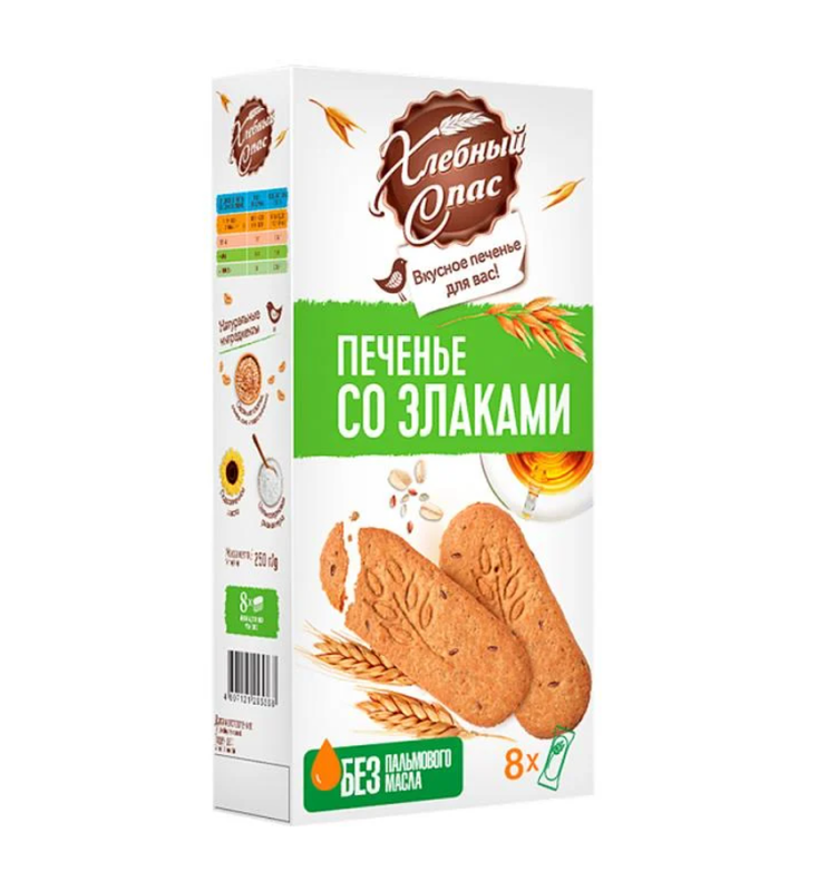Печенье Хлебный Спас со злаками, 250 г, 2 шт.