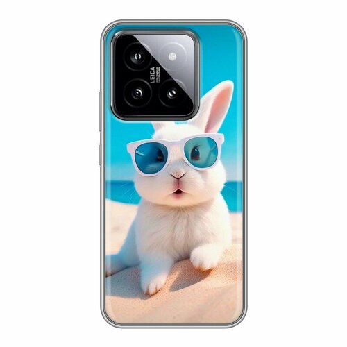 Дизайнерский силиконовый чехол для Сяоми 14 / Xiaomi 14 Кролик в очках на пляже дизайнерский силиконовый чехол для сяоми 14 xiaomi 14 корги на скейте