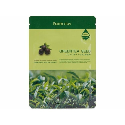 Маска для лица тканевая с экстрактом зеленого чая Farm Stay VISIBLE DIFFERENCE MASK SHEET GREEN TEA SEED тканевая маска для лица farm stay visible difference mask sheet acerola 23 мл