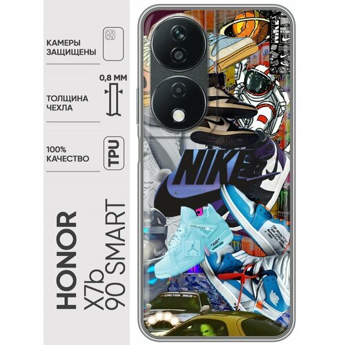 Дизайнерский силиконовый чехол для Honor X7b / Honor 90 Smart Nike Найк силиконовый чехол на honor x7b хонор x7b enjoy every moment мрамор