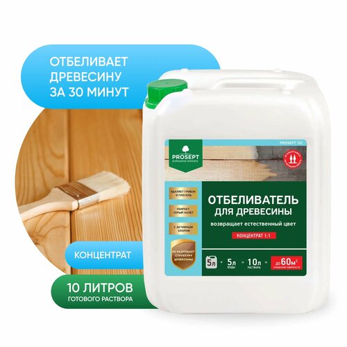 Отбеливатель для древесины концентрат, канистра 5л PROSEPT отбеливатель для древесины prosept концентрат 1 1 24 кг